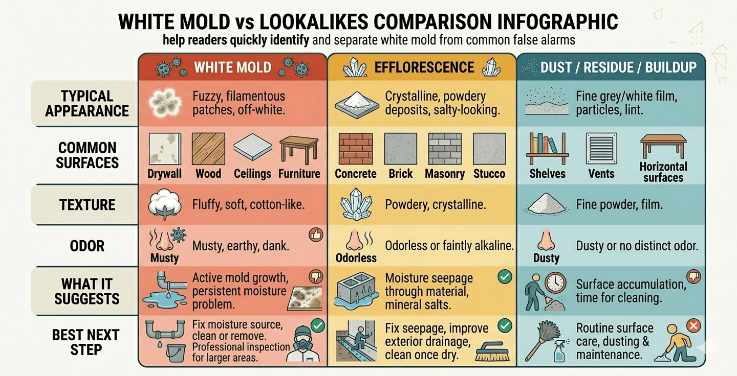 white mold vs lookalikes